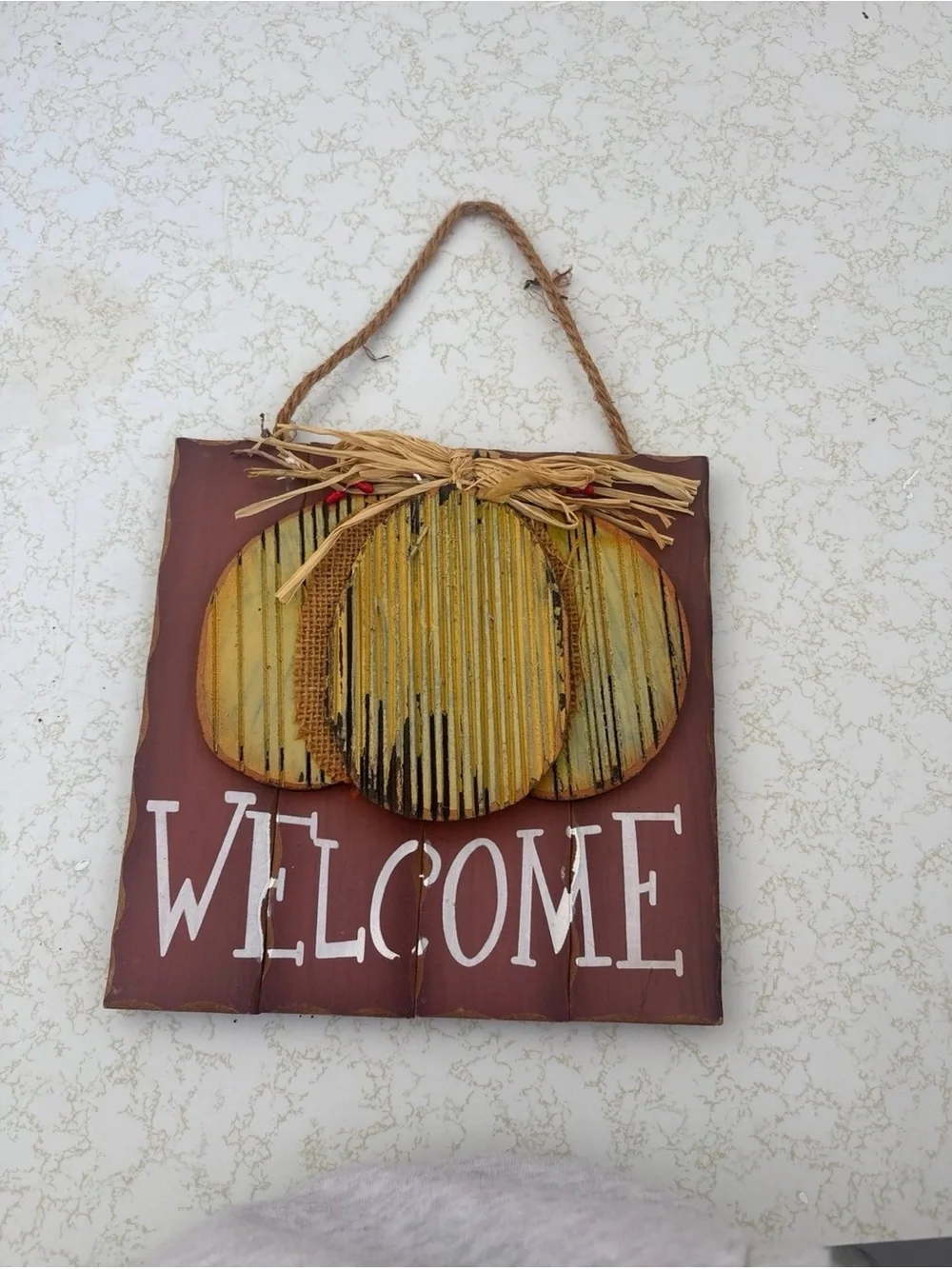 Welcome Rustic Pumpkin Wall Sign